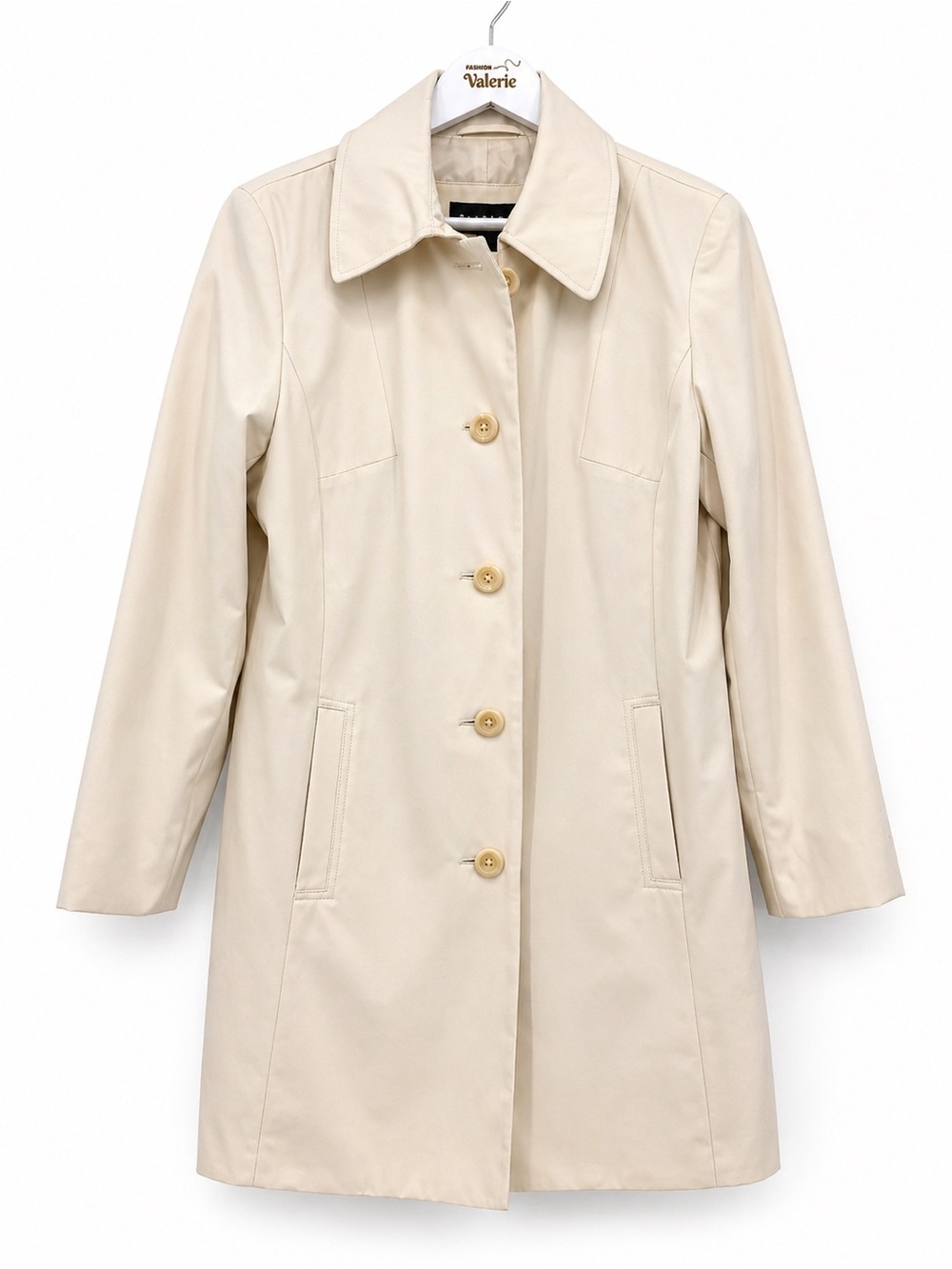 Braetan Cream Trench Coast Single Breasted Size Medium Classic Jacket Polyester